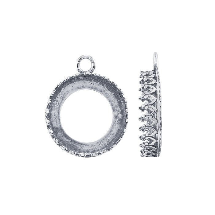 Argentium silver round gallery wire bezel pendant mounting