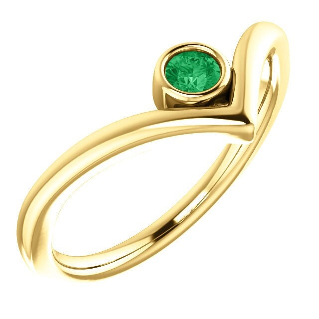 3 mm Round Bezel-Set V Ring Mounting, available in 14k or Sterling Silver