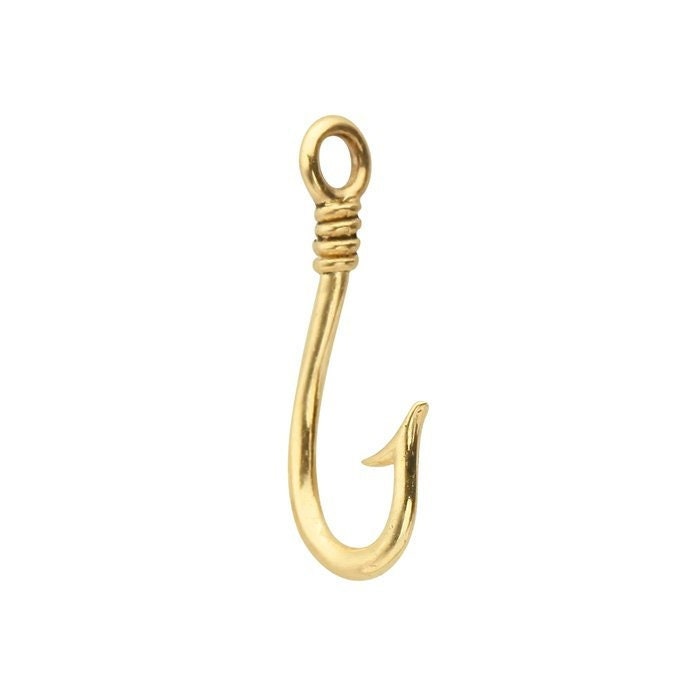 14K Yellow Gold Fish Hook Pendant