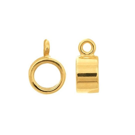 14k yellow gold tube pendant bail with perpendicular ring