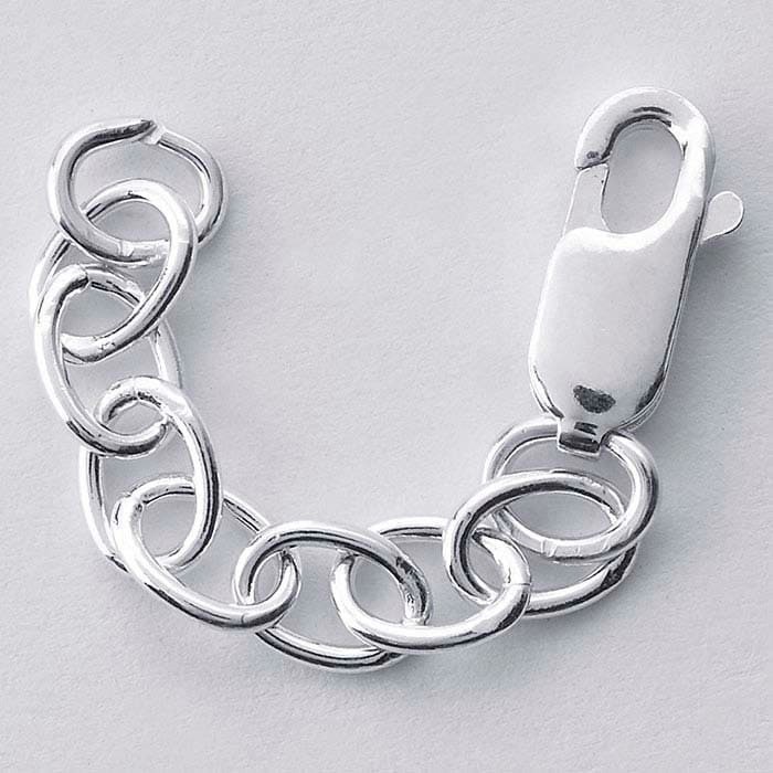 Sterling silver 4.7mm oval cable chain 2" extender with lobster clasp