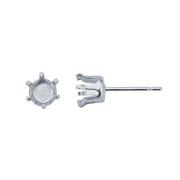 6-prong round snap-set™ post earring mounting in Sterling Silver