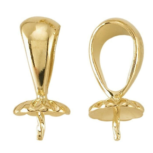 14k yellow or white gold pendant mounting with pearl peg
