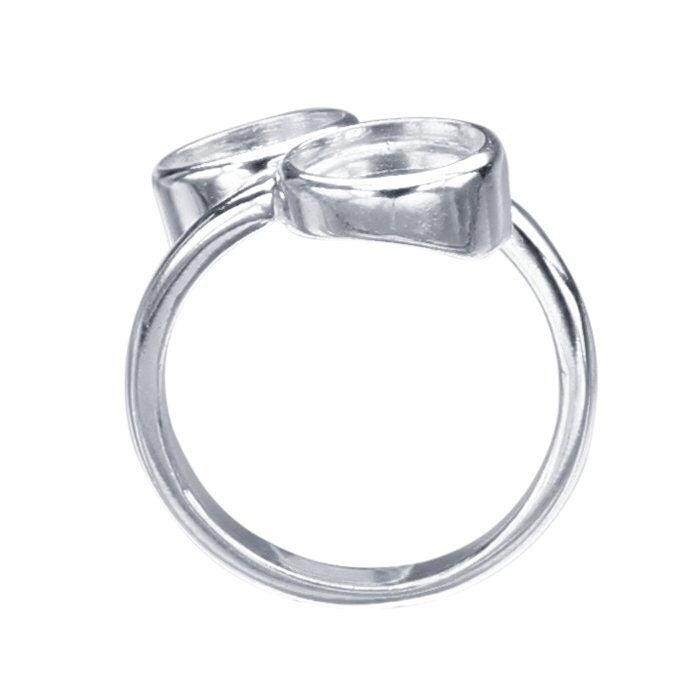 Sterling Silver Bypass Ring with Round Cabochon Mountings