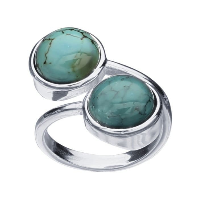 Sterling Silver Bypass Ring with Round Cabochon Mountings