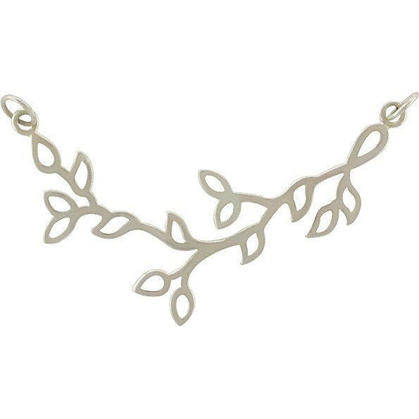 Branch with Leaves Festoon Silver Pendant