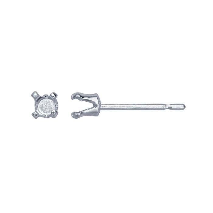 Sterling Silver Round Snap-Set Earring Post Mounting: 4-Prong DIY