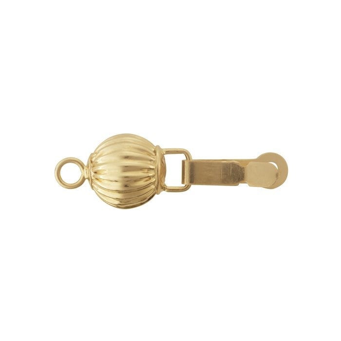 14K Yellow or White Gold Corrugated Bead Safety Clasp, choose your size