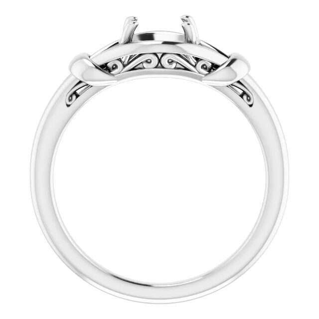 Oval knot ring mounting available in sterling silver, 14k yellow gold, and 14k rose gold. choose your size