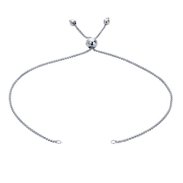 14k Gold Diamond-Cut Wheat Chain Bracelet Component: Adjustable Slider, 8 Inch