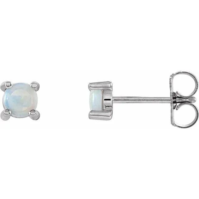 4-prong cabochon earring post, available in 14k gold, white gold, and sterling silver. Choose your size.