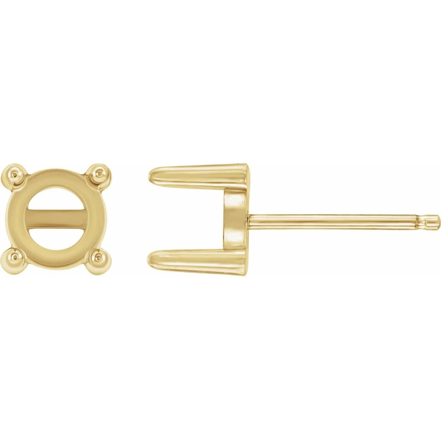 4-prong cabochon earring post, available in 14k gold, white gold, and sterling silver. Choose your size.