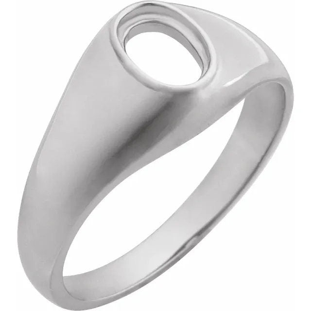 Sterling Silver Men's Ring, Oval 7x5 Bezel Mounting