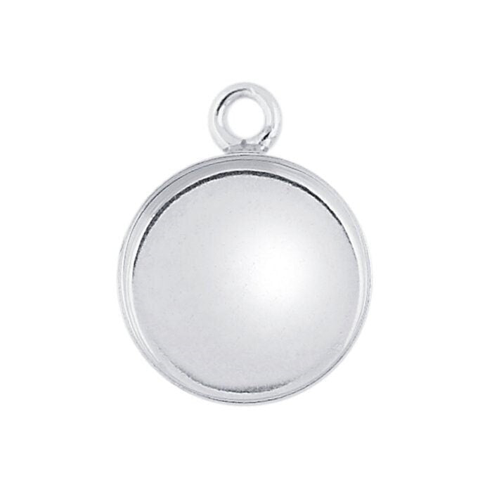 Sterling silver round  bezel  component, Cabochon or resin mounting