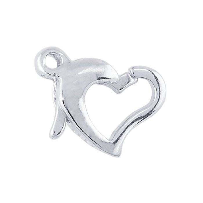Sterling silver open heart lobster clasp