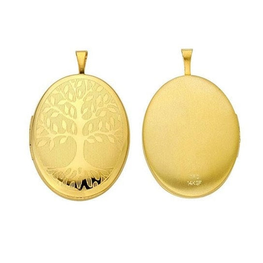14/20 yellow gold-filled oval tree of life locket pendant