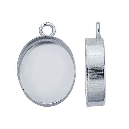 Sterling silver oval high-wall cabochon pendant mounting, choose your size