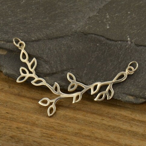 Branch with Leaves Festoon Silver Pendant
