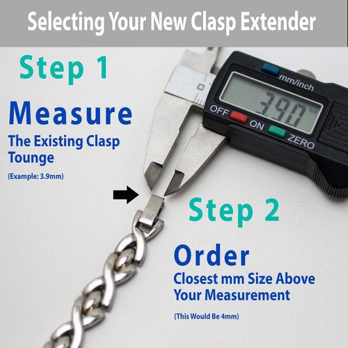 Stainless Steel Watchband Extender: Fold Over Clasp, 3-16mm