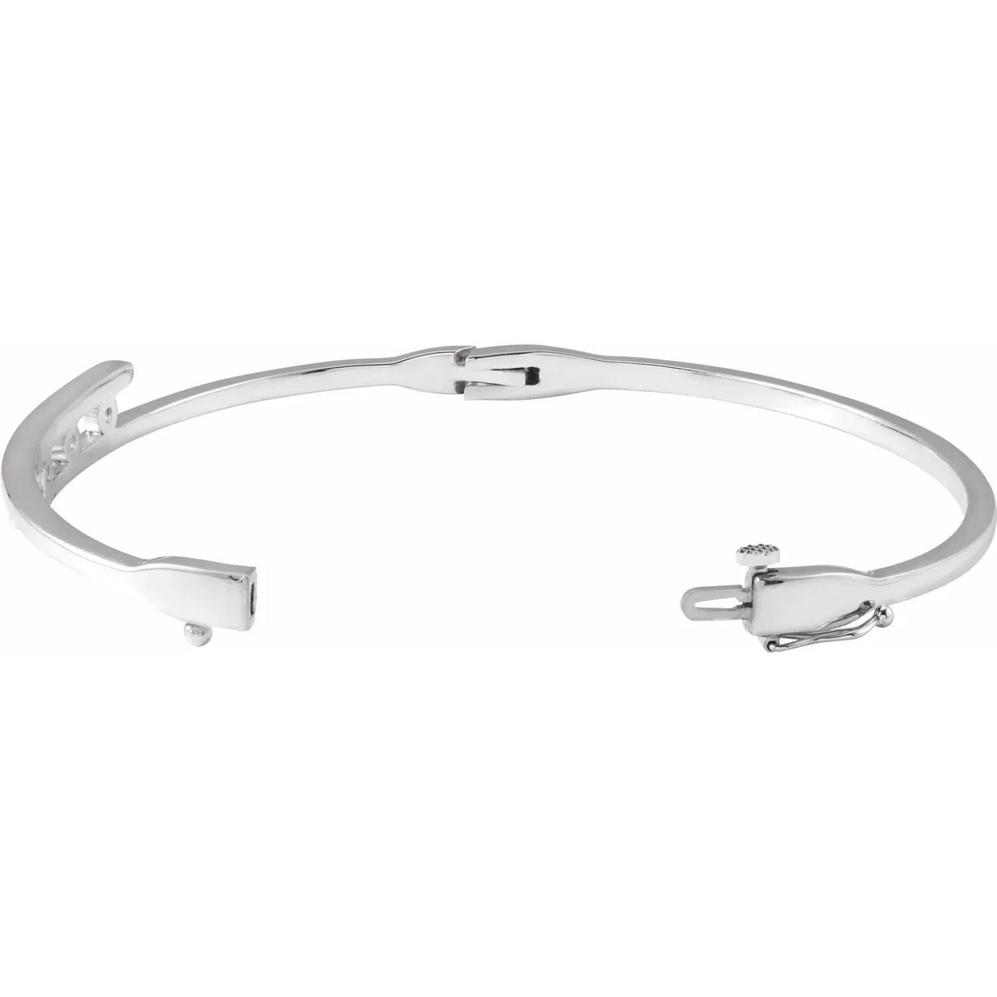 Sterling Silver Three-Stone Bangle: 3.2mm Gemstone Setting, 6 3/4"