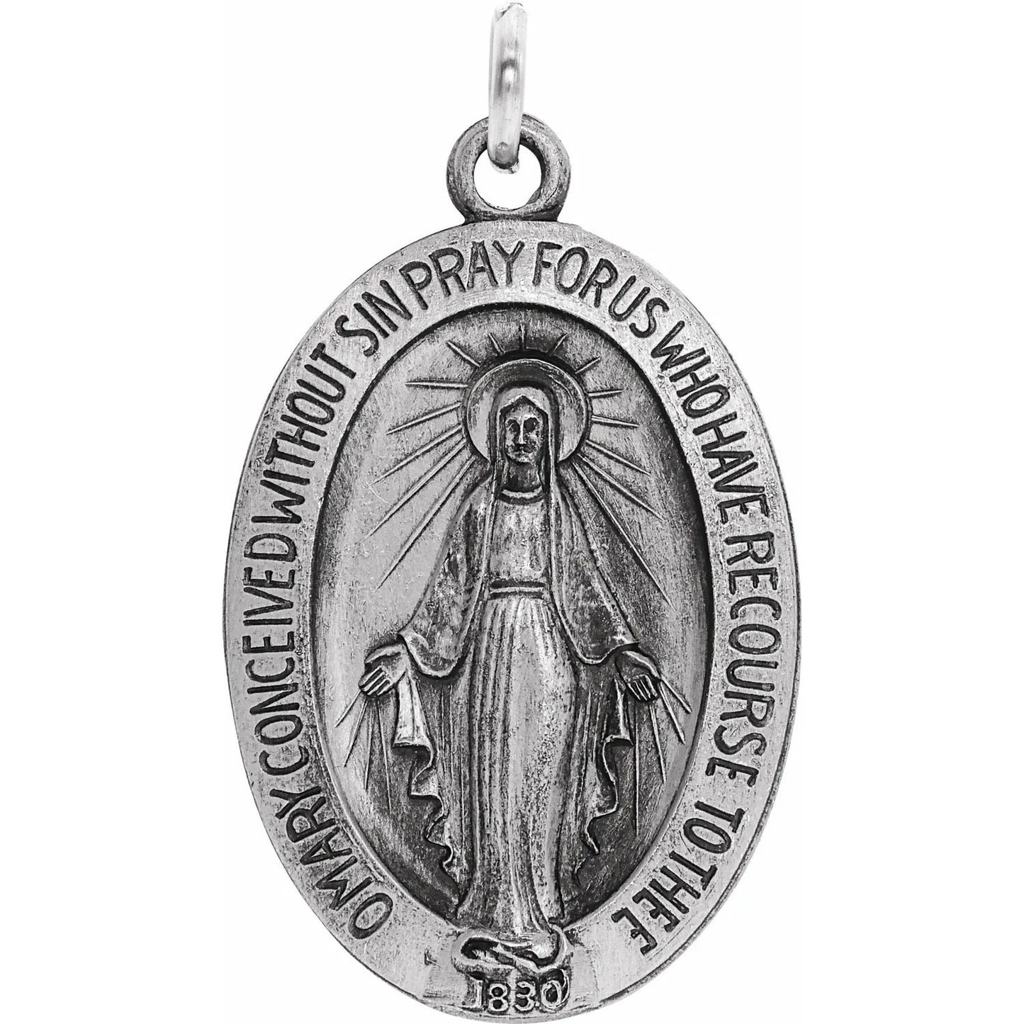 Oval Miraculous Medal in 925 Sterling Silver or 14k Gold, 4 sizes available