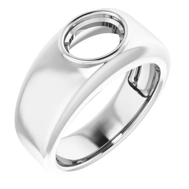 Sterling Silver Oval Men's Ring Bezel Mounting, choose your setting size