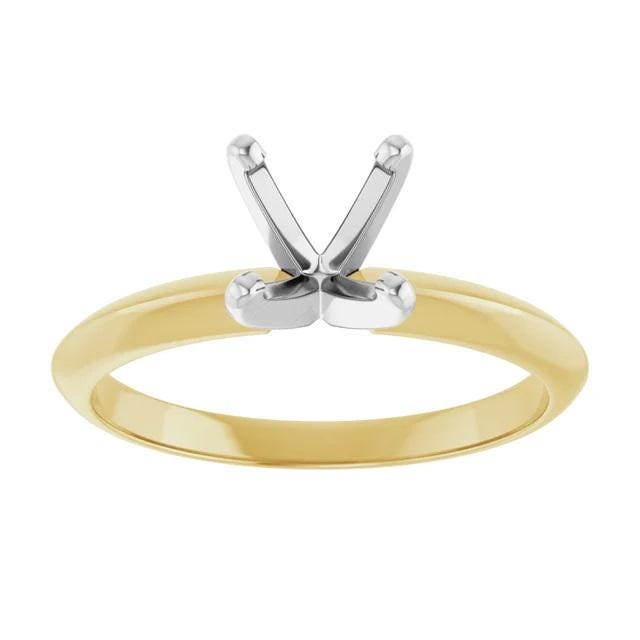 14K Yellow/White Gold Solitaire Ring Mounting - 6-6.6mm Round 4-Prong