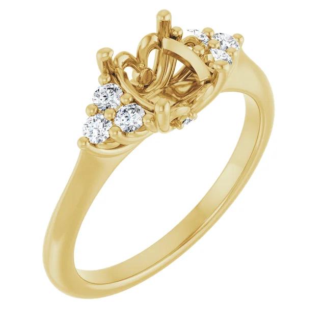 14K Gold Diamond Semi-Set Engagement Ring: Oval Setting