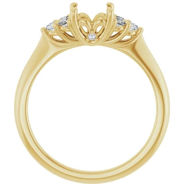 14K Gold Diamond Semi-Set Engagement Ring: Oval Setting