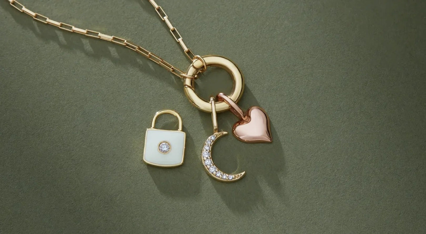 10K Yellow Gold Charm Bail, Jewelry Component (12x12 mm)