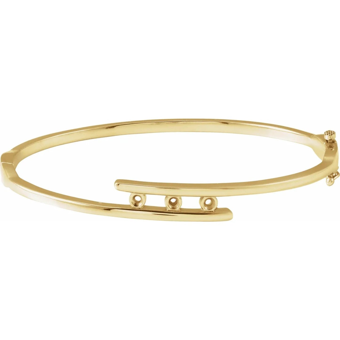 Sterling Silver Three-Stone Bangle: 3.2mm Gemstone Setting, 6 3/4"