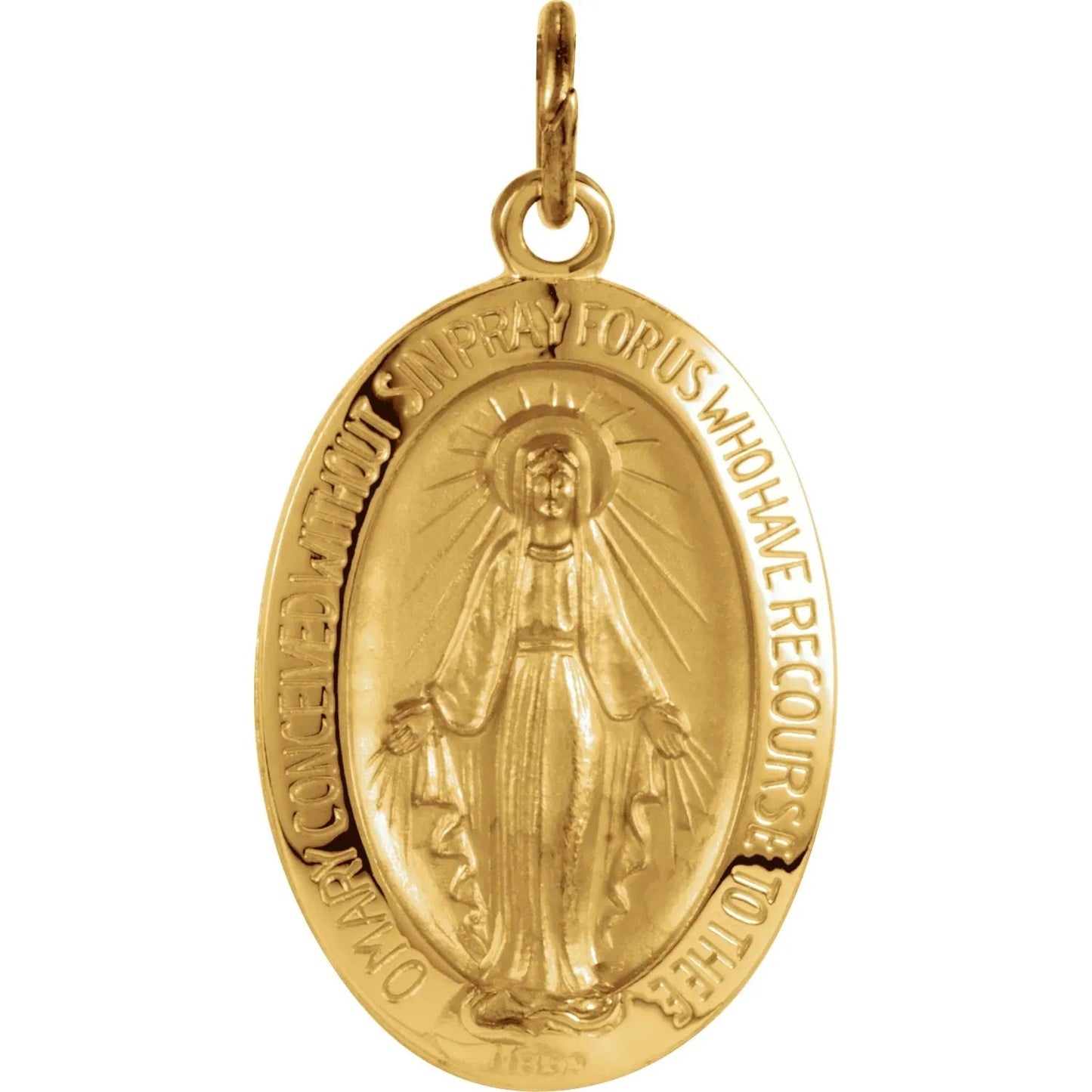 Oval Miraculous Medal in 925 Sterling Silver or 14k Gold, 4 sizes available