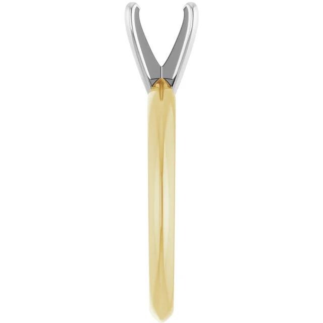 14K Yellow/White Gold Solitaire Ring Mounting - 6-6.6mm Round 4-Prong