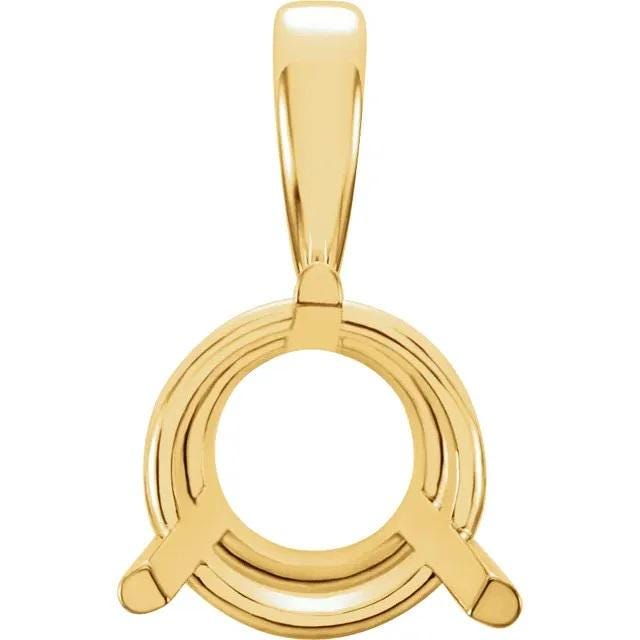 14K Gold 3-Prong Pendant Mounting: Traditional Gemstone Setting