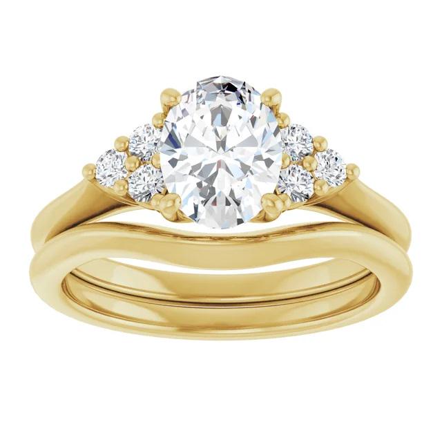 14K Gold Diamond Semi-Set Engagement Ring: Oval Setting