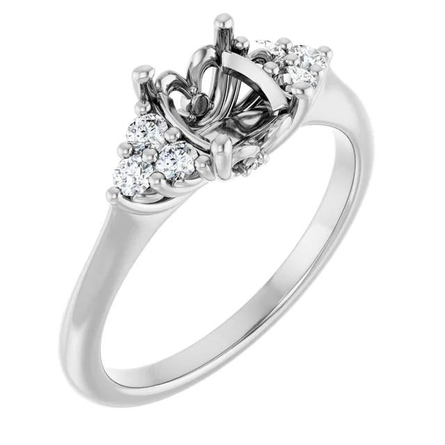 14K Gold Diamond Semi-Set Engagement Ring: Oval Setting
