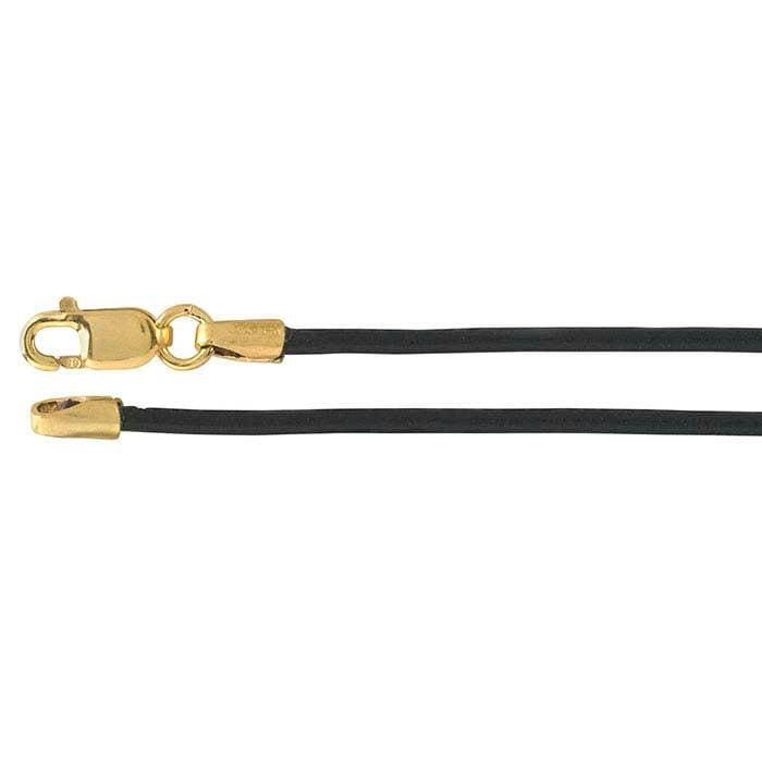 Black Leather Cord Necklace: 14/20 Yellow Gold-Filled Clasp