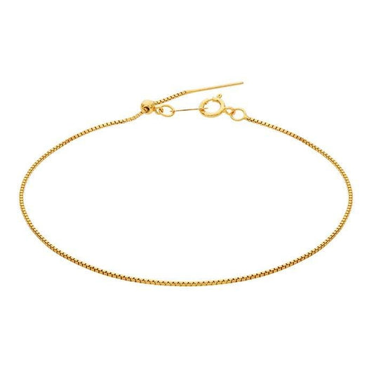 14/20 Yellow Gold-Filled 1mm Add-A-Bead Box Chain Bracelet, Adjustable