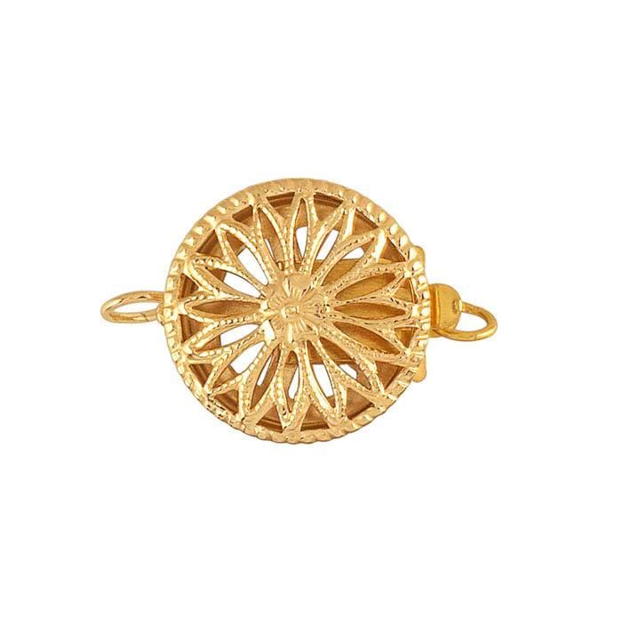 14/20 Yellow Gold-Filled Round Filigree Safety Clasp, 2 sizes available
