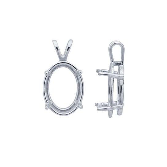 Sterling silver oval readyset  basket pendant mounting, 4-prong