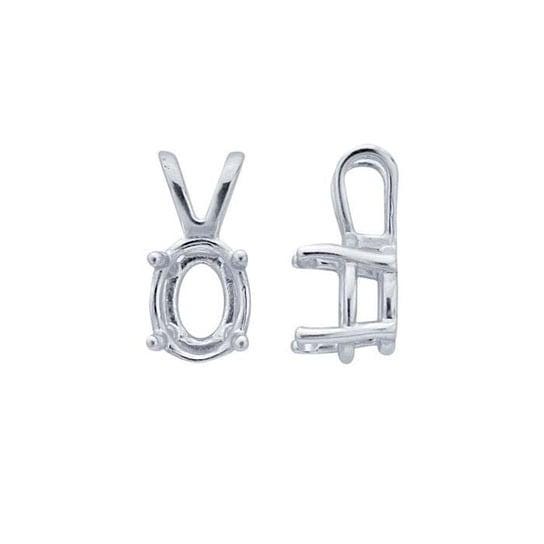 Sterling silver oval readyset  basket pendant mounting, 4-prong