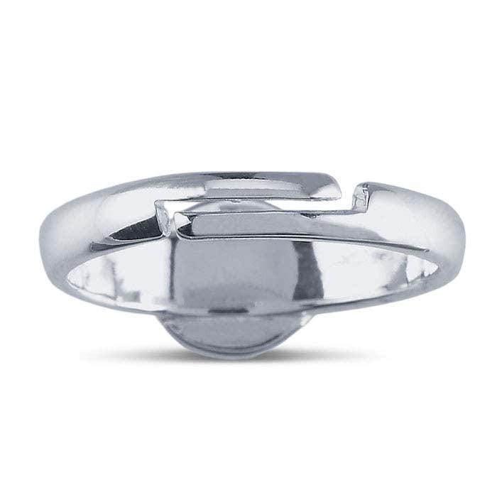 925 sterling silver adjustable ring with 8mm round pad