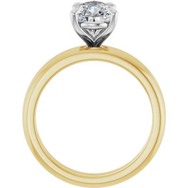 14K Yellow/White 10x7 mm Pear Solitaire Engagement Ring Mounting