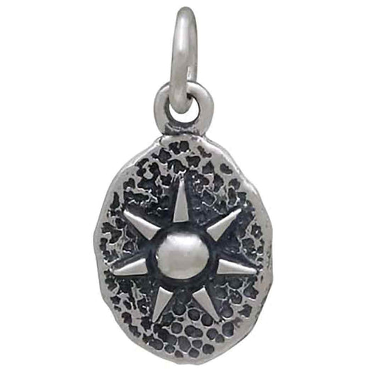 Sterling Silver Sun on Oval Coin Charm 17x9mm