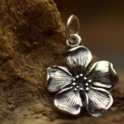 Sterling silver cherry blossom charm