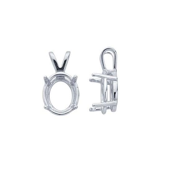 Sterling silver oval readyset  basket pendant mounting, 4-prong