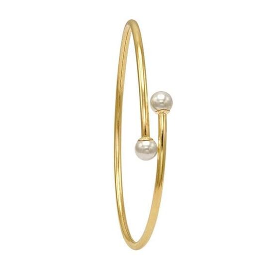 Sterling Silver Bangle Bracelet with Pearl Cups and Pegs.