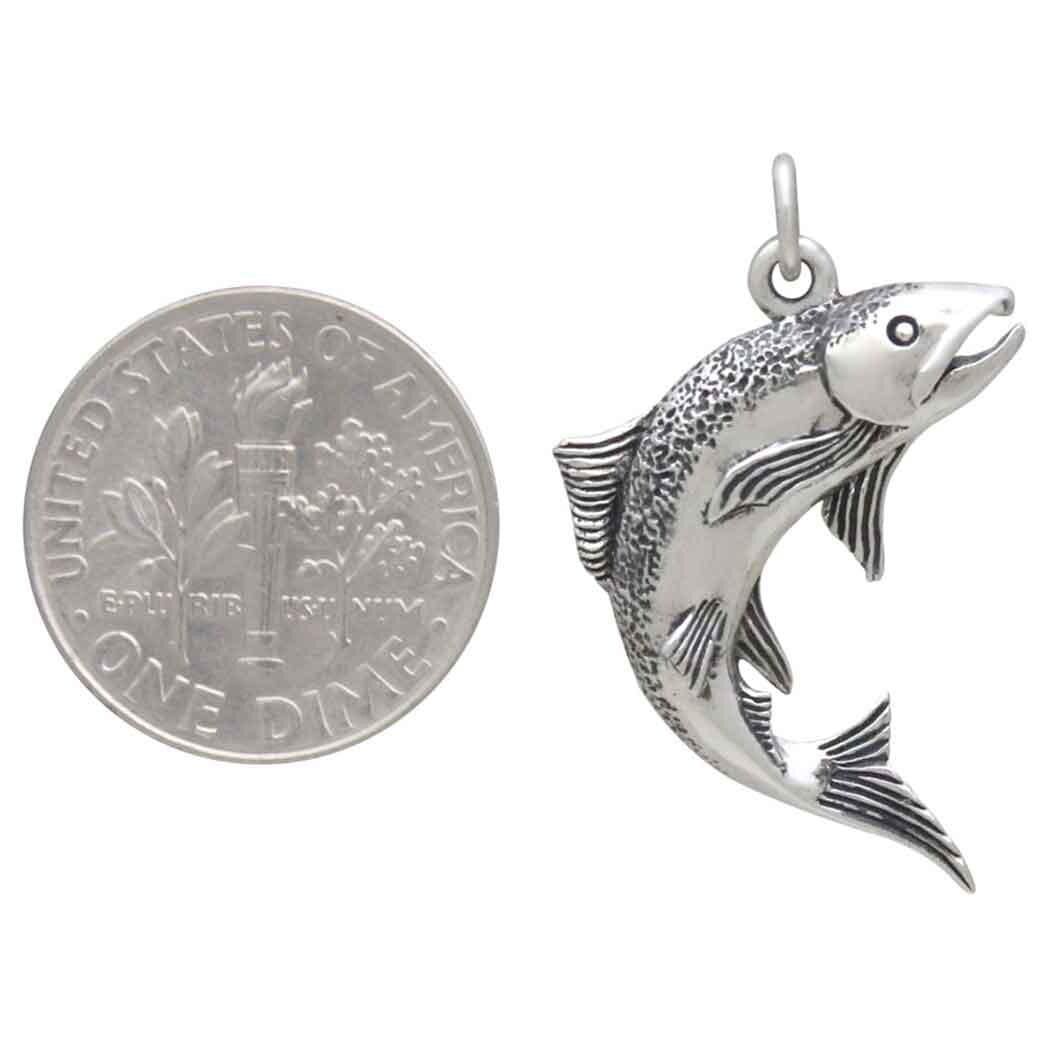 Sterling Silver Salmon Charm 29x20mm