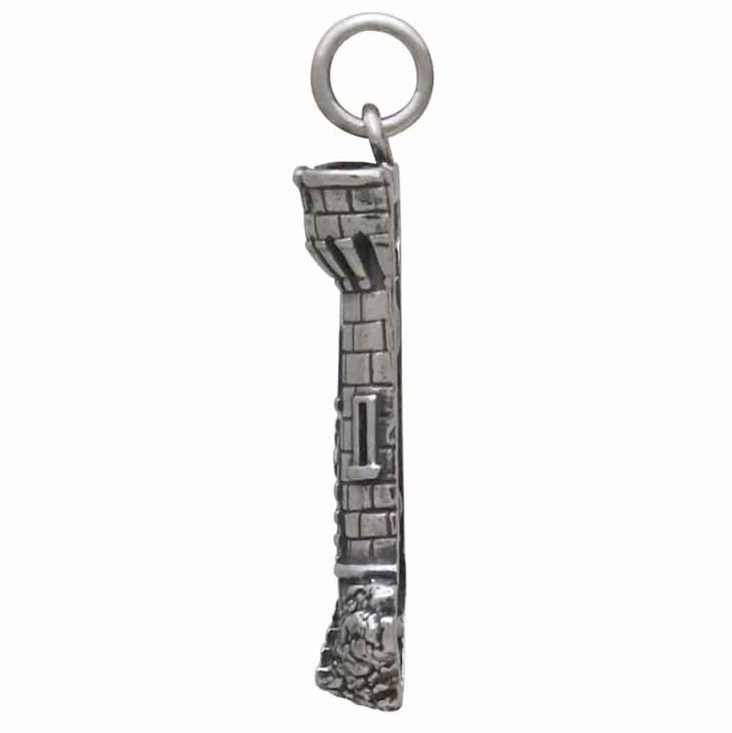 Sterling Silver Castle Tower Charm 29x12mm