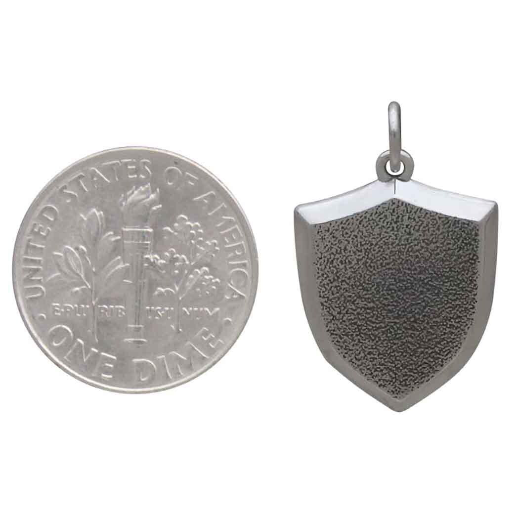 Sterling Silver Shield Charm 23x15mm